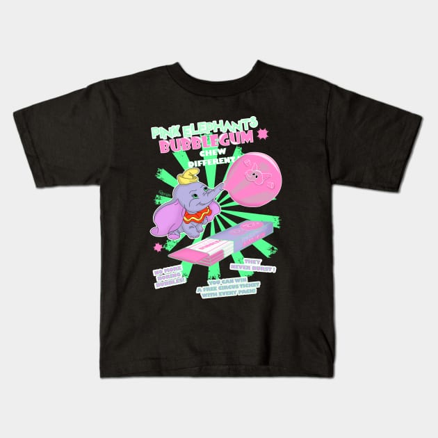 Pink Elephants Bubblegum Kids T-Shirt by VanyNany